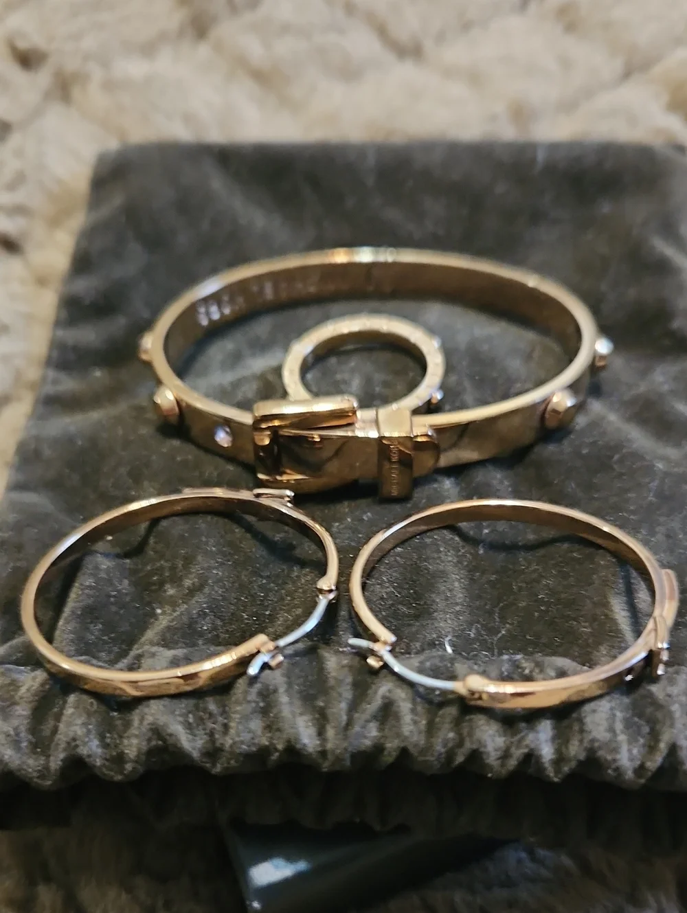 ROSE Gold-Tone Women's Bangle, Hoop Earrings and Ring Set By MICHAEL KORS
